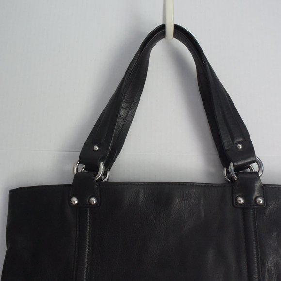 Large Calvin Klein Black Leather Tote Handbag Gently Used VG Condition - Picture 2 of 16